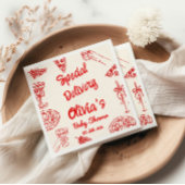 Pizza Hand Drawing Special Delivery Baby Dusche Serviette