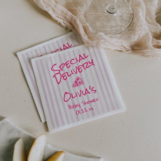 Pizza Handgezogene Pink Spezial Kinderdusche Serviette