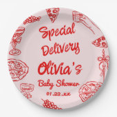 Pizza Handgezogene Red Special Kinderdusche Pappteller (Vorderseite)