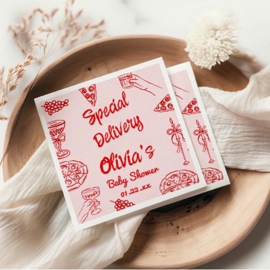 Pizza Handgezogene Red Special Kinderdusche Serviette