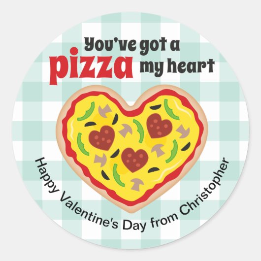 Pizza Happy Valentine's Day Round Sticker for Kids (Vorderseite)