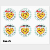 Pizza Happy Valentine's Day Round Sticker for Kids (Blatt)