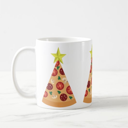 pizza hässlich Weihnachtsbaum lustig Kaffeetasse (Links)
