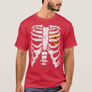 Pizza Heart in Xray Ribcage Skeleton Kostüme Men W T-Shirt