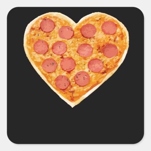 Pizza Heart Quadratischer Aufkleber (Vorderseite)