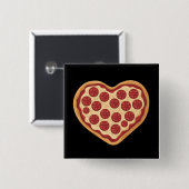 Pizza Heart Shaped Niedlich Valentinstag Button (Vorne & Hinten)