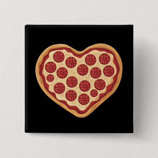 Pizza Heart Shaped Niedlich Valentinstag Button (Vorderseite)
