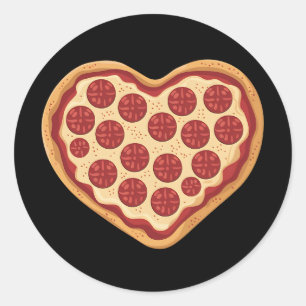 Pizza Heart Shaped Niedlich Valentinstag Runder Aufkleber