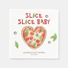 pizza heart watercolor baby shower  serviette