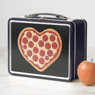 Pizza Herzförmig Süß Valentinstag Metall Brotdose