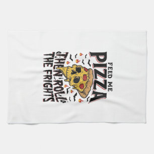 Pizza-Horror-Shirt Vintage-Gravur Filmnacht-D Geschirrtuch