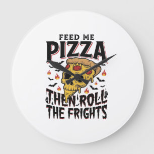 Pizza-Horror-Shirt Vintage Gravur Movie Night D Große Wanduhr