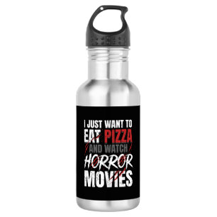 Pizza-Horrorfilme-Halloween-Design_1 Edelstahlflasche