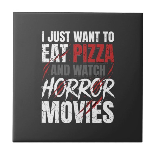 Pizza-Horrorfilme Halloween-Design_1 Fliese (Vorderseite)