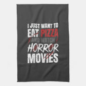 Pizza-Horrorfilme-Halloween-Design_1 Geschirrtuch (Vertikal)