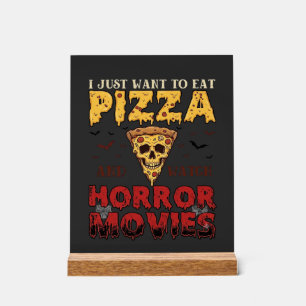 Pizza-Horrorfilme Halloween-Totenkopf-Fledermäuse Acrylschild