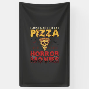 Pizza-Horrorfilme Halloween-Totenkopf-Fledermäuse Banner