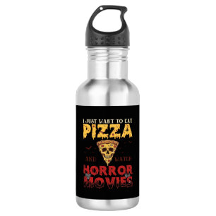 Pizza-Horrorfilme Halloween-Totenkopf-Fledermäuse Edelstahlflasche