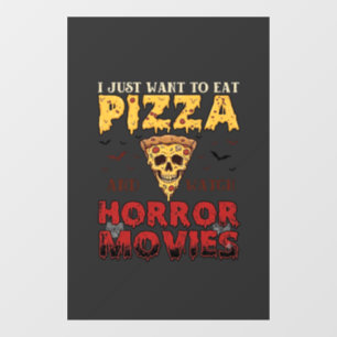 Pizza-Horrorfilme Halloween-Totenkopf-Fledermäuse Fensteraufkleber
