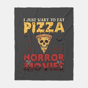 Pizza-Horrorfilme Halloween-Totenkopf-Fledermäuse  Fleecedecke