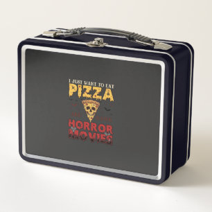 Pizza-Horrorfilme Halloween-Totenkopf-Fledermäuse Metall Brotdose
