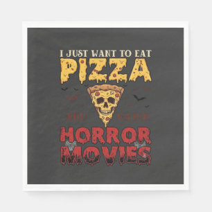 Pizza-Horrorfilme Halloween-Totenkopf-Fledermäuse Serviette
