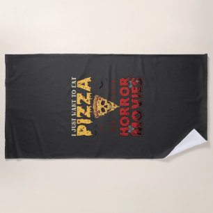 Pizza-Horrorfilme Halloween-Totenkopf-Fledermäuse  Strandtuch