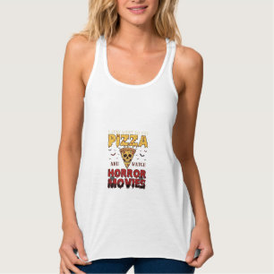 Pizza-Horrorfilme Halloween-Totenkopf-Fledermäuse Tank Top