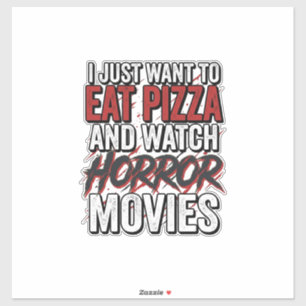 Pizza-Horrorfilme Vintage-Halloween-Typografie S Aufkleber