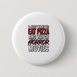 Pizza-Horrorfilme Vintage-Halloween-Typografie S Button