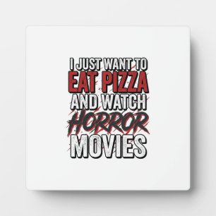 Pizza-Horrorfilme Vintage-Halloween-Typografie S Fotoplatte
