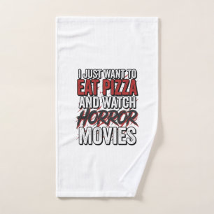 Pizza-Horrorfilme Vintage-Halloween-Typografie S Handtuch