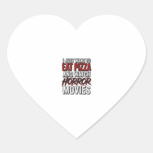 Pizza-Horrorfilme Vintage-Halloween-Typografie S Herz-Aufkleber
