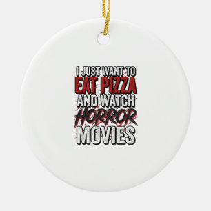 Pizza-Horrorfilme Vintage-Halloween-Typografie S Keramik Ornament