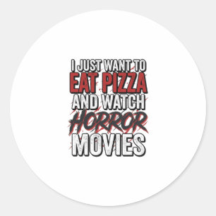 Pizza-Horrorfilme Vintage-Halloween-Typografie S Runder Aufkleber