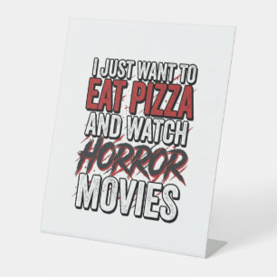 Pizza-Horrorfilme Vintage-Halloween-Typografie S Sockelschild
