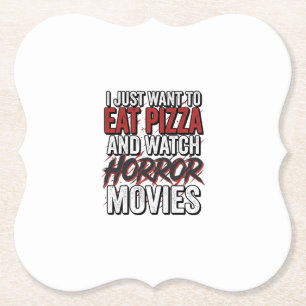 Pizza-Horrorfilme Vintage-Halloween-Typografie S Untersetzer