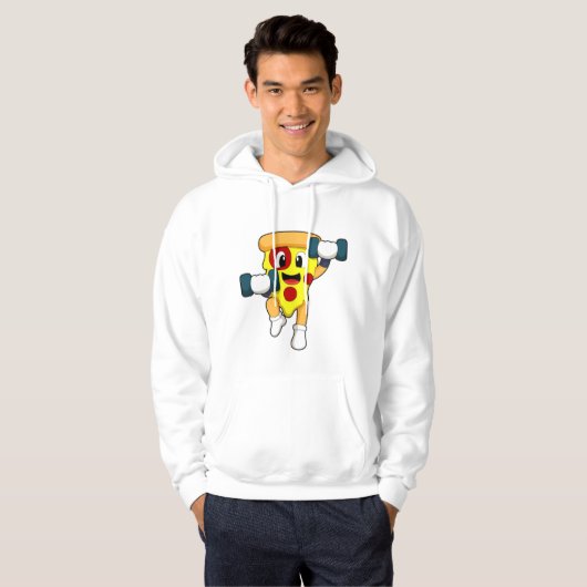 Pizza in Fitness mit Dumbells Hoodie (Vorne ganz)