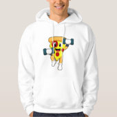 Pizza in Fitness mit Dumbells Hoodie (Vorderseite)