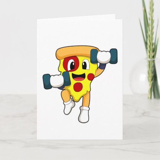 Pizza in Fitness mit Dumbells Karte (Vorderseite)