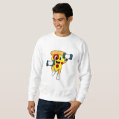 Pizza in Fitness mit Dumbells Sweatshirt (Vorne ganz)
