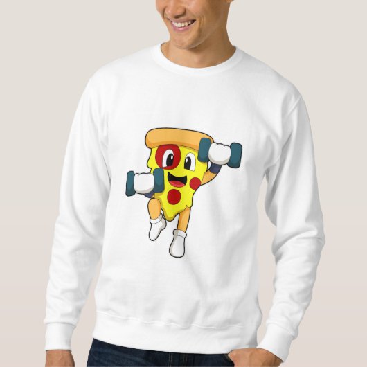 Pizza in Fitness mit Dumbells Sweatshirt (Vorderseite)