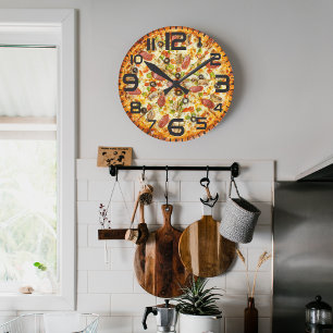 Pizza in Scheiben Runde Wanduhr