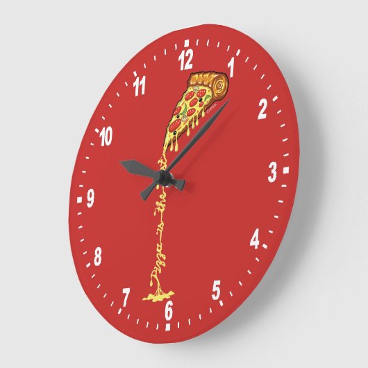 Pizza ist das Beste Große Wanduhr (Winkel)