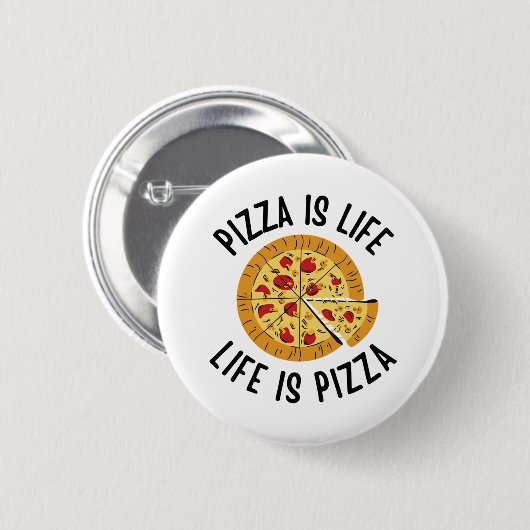 Pizza ist das Leben, wenn Pizza frisch ist Button (Vorne & Hinten)