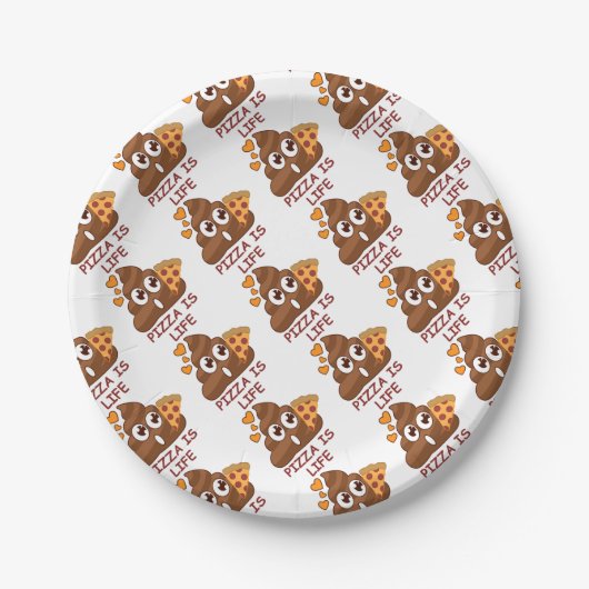 Pizza ist Leben kacken Emoji Pappteller (Vorderseite)