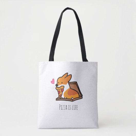 Pizza ist Lebencorgi-Tasche | CorgiThings Tasche (Vorderseite)