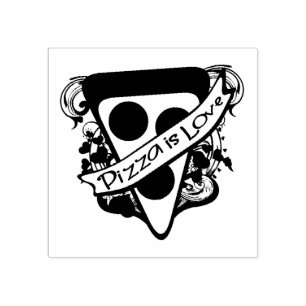 Pizza ist Liebe Gummistempel