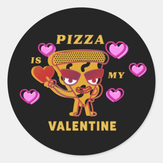 Pizza ist mein Valentin Runder Aufkleber (Vorderseite)