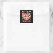 Pizza ist mein Valentinherz geformt Quadratischer Aufkleber (Tasche)